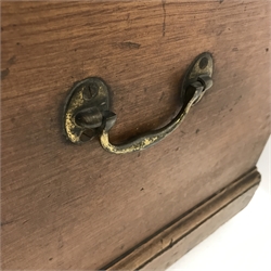 19th century pine chest, upholstered, hinged lid, W83cm, H46cm, D49cm
