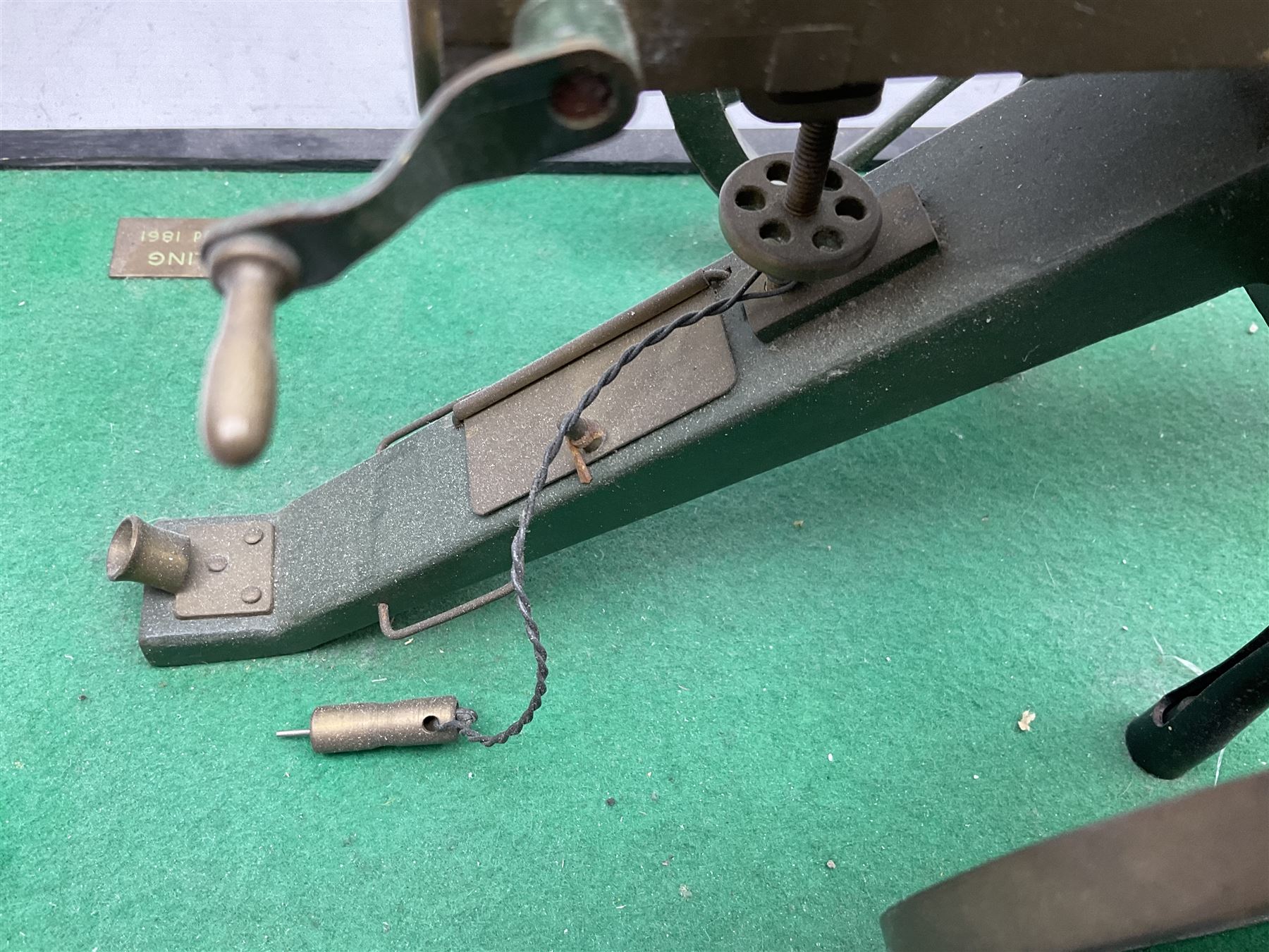 Scratch built brass model of an 1861 Gatling Gun with rotating barrels