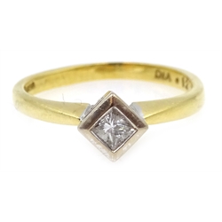18ct gold princess cut diamond ring hallmarked