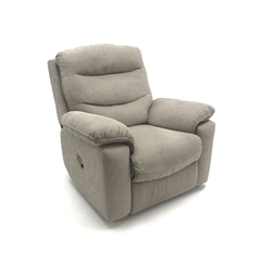  La-z-boy Anna manual reclining armchair upholstered in latte fabric W110cm  