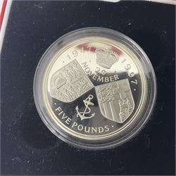 Four The Royal Mint United Kingdom silver proof coins, comprising two 1980 'Her Majesty Queen Elizabeth The Queen Mother' crowns, 1981 'Commemorating The Marriage Of His Royal Highness The Prince Of Wales And Lady Diana Spencer' crown and 1997'Golden Wedding Anniversary' five pounds, all cased with certificates 