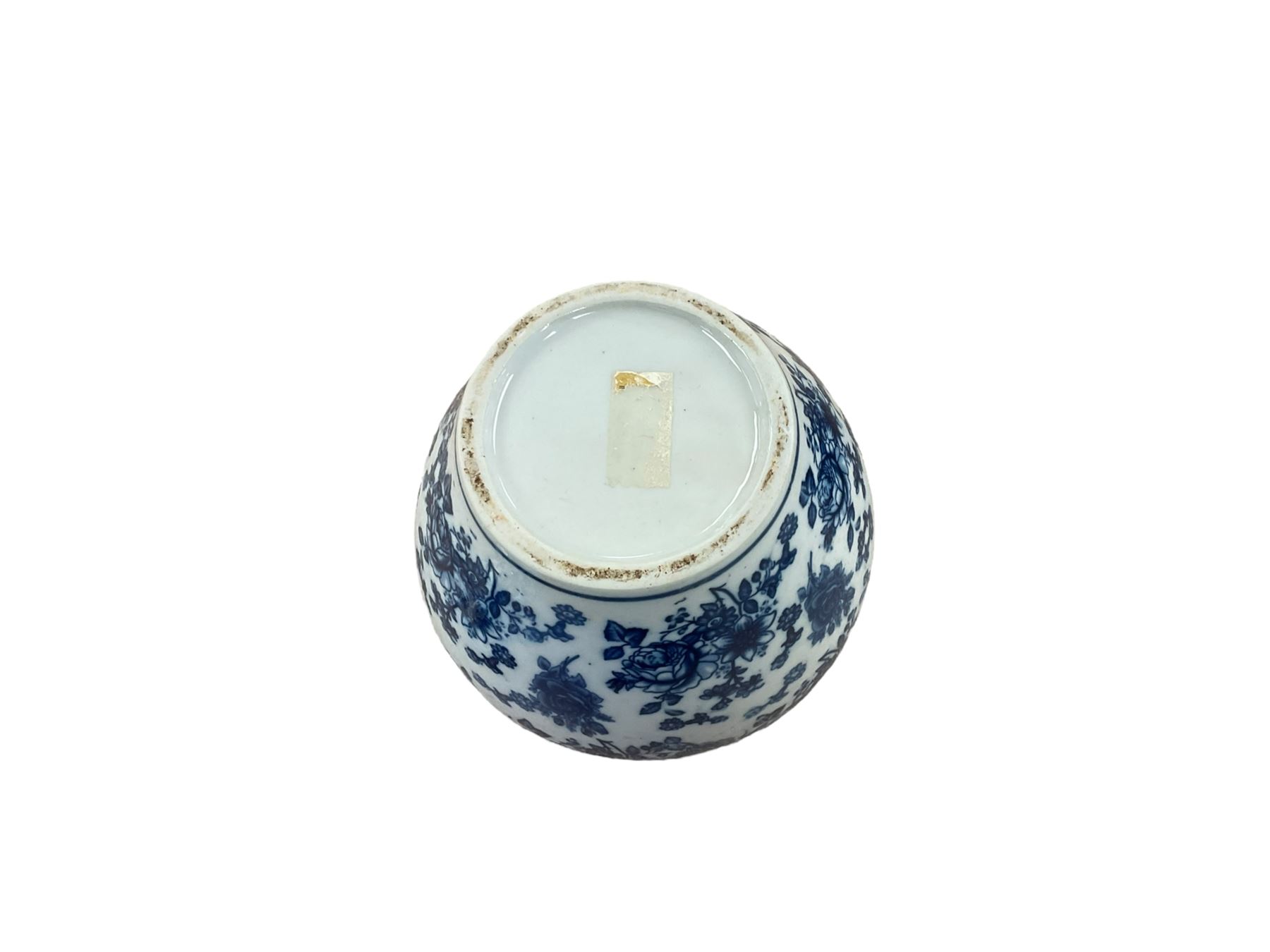 Chinese blue and white porcelain jar in the form of a pumpkin together with moon flask decorated with butterfly's and one other, largest H30cm 