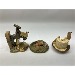 Border Fine Arts, swimming otter, together with three country artists figures, mice on candle stick, mice on garden tap, mice in cap, otter H26cm