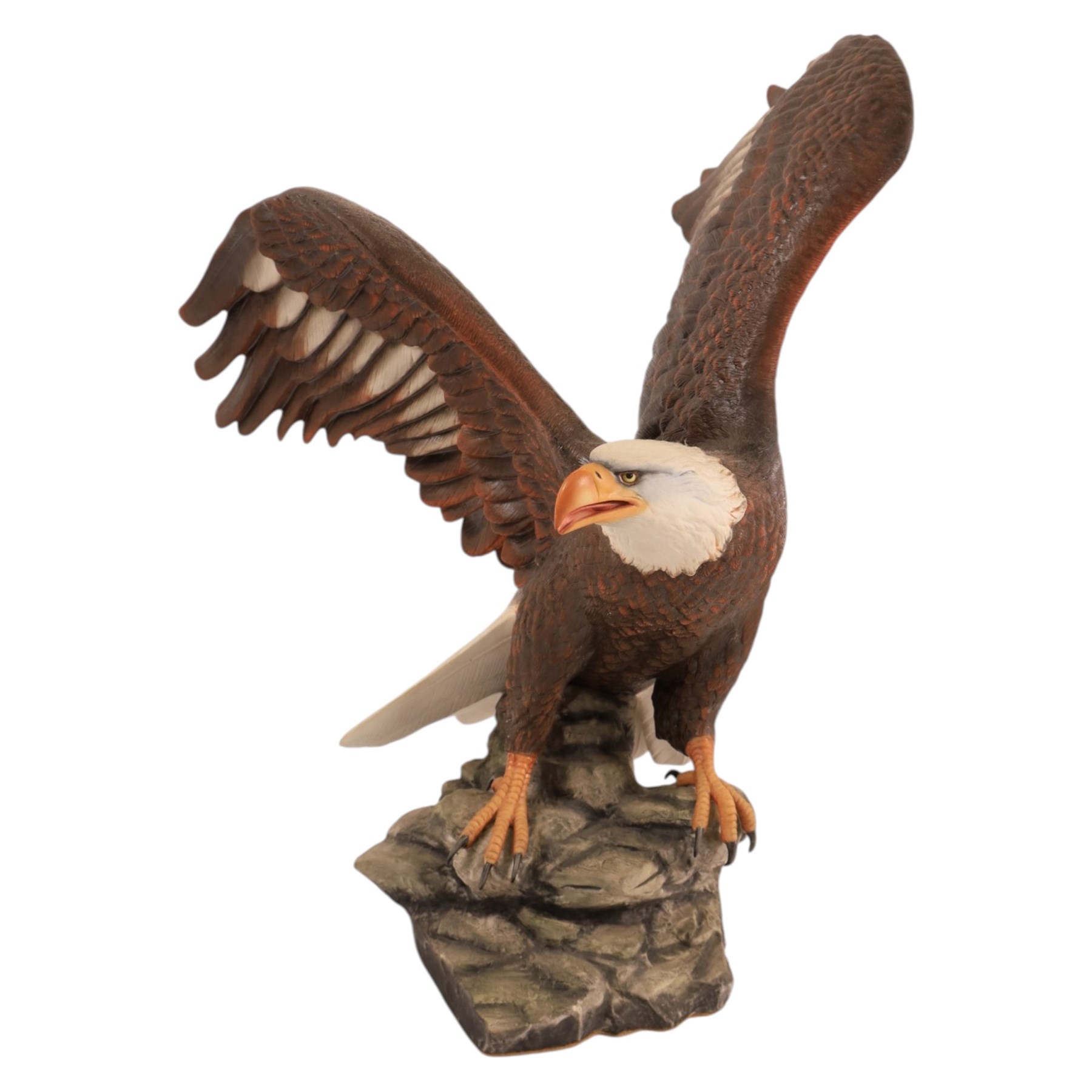 Limited Edition 'The Majestic Bald Eagle' by Ronald Van Ruyckevelt, Franklin Mint American Glory eagle figure by Ronald Van Reuykebelt, metallic bald eagle American montage and other eagle collectables, in one box
