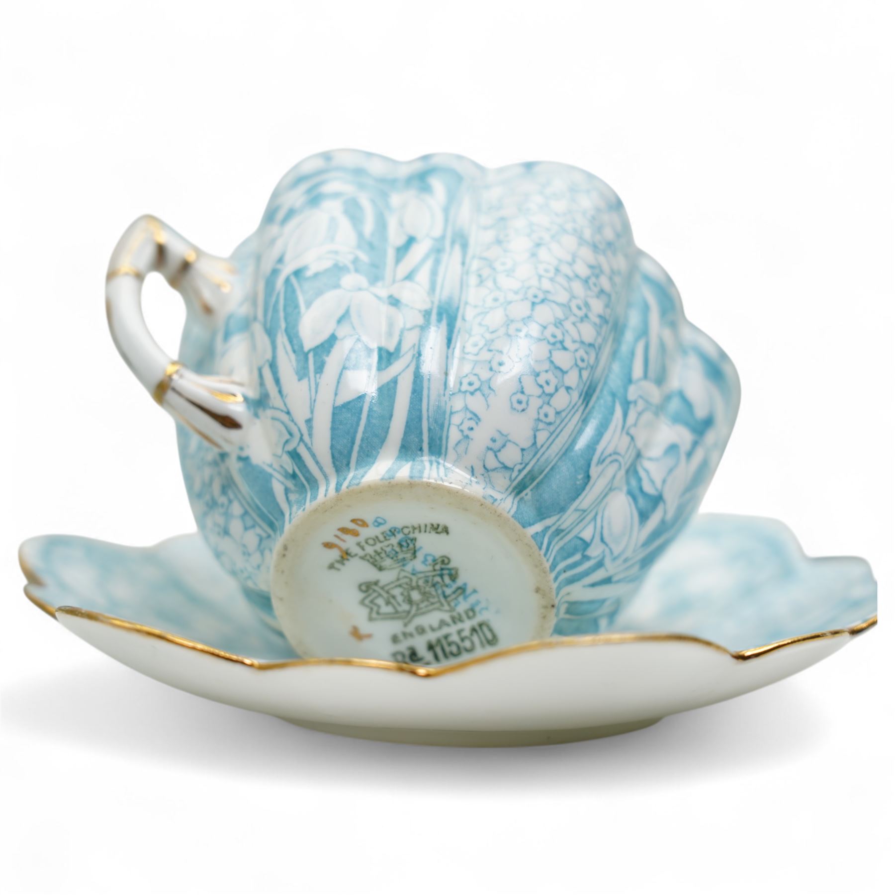 Early 20th century Foley tea service for twelve designed by Charles Wileman, comprising twelve teacups, twelve saucers, eleven side plates, two serving plates and a cream jug