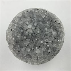 Amethyst geode spheres, with white crystalline internal formation, D9cm