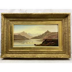 Charles Leslie (British 1839-1886): Stag on the Lochside, oil on canvas unsigned 30cm x 60cm