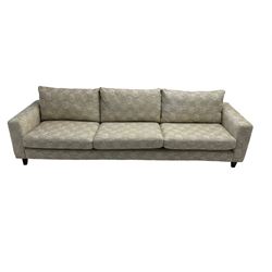 Orior - contemporary large three seat sofa, upholstered in patterned textured fabric on ebonised splayed feet