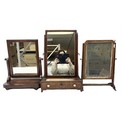 Three 19th century mahogany dressing table mirrors, largest examples H61cm 
