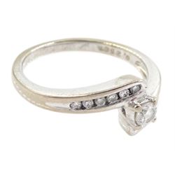 18ct white gold single stone round brilliant cut diamond ring, with diamond set shoulders, hallmarked, total diamond weight 0.25 carat