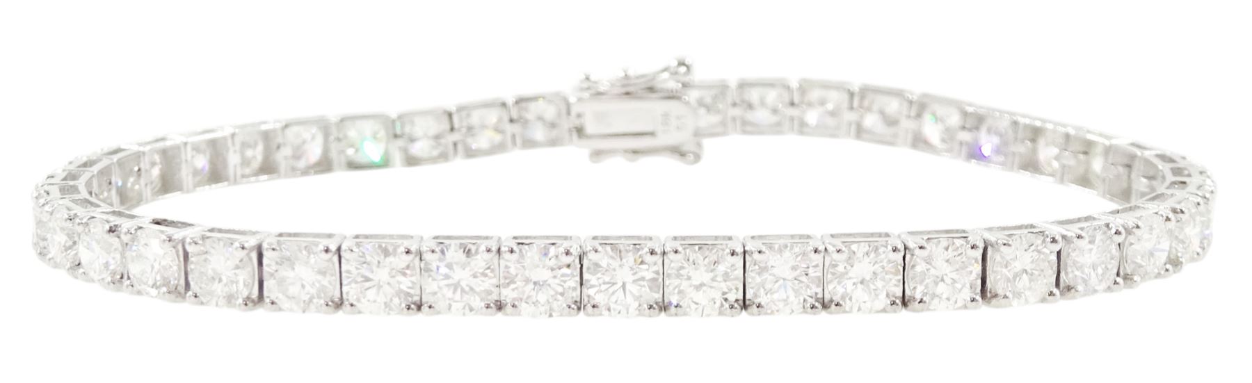 18ct white gold round brilliant cut diamond bracelet, stamped, total diamond weight approx 9.60 carat