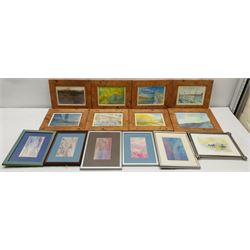 Madeleine Eyland (Belgian/British 1930-2021): Large quantity of small framed abstract pastels, watercolours and mixed media, approx 33 
Provenance: artist's studio collection. Marie-Madeleine Eyland (neé Legrain) was born in 1930 at Floriffoux, Belgium; she lived most of her life in Scarborough working as a nurse and an artist.