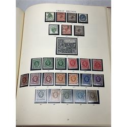 Great British Queen Victoria and later stamps, including three 1840 penny blacks two with red and one with black MX cancel, 1840 two pence blue with black MX cancel, various imperf and perf penny reds, half penny 'bantams', 1855-57 issues with one shilling, 1883-84 four two shillings and sixpence, four five shillings and a ten shillings, 1887-92 one pound green 'Charing Cross', King Edward VII 1902-10 three two shillings and sixpence and two five shillings, King George V seahorses with values to ten shillings, 1929 Postal Union Congress one pound, various King George VI and Queen Elizabeth II issues etc, all being used examples, housed in four albums