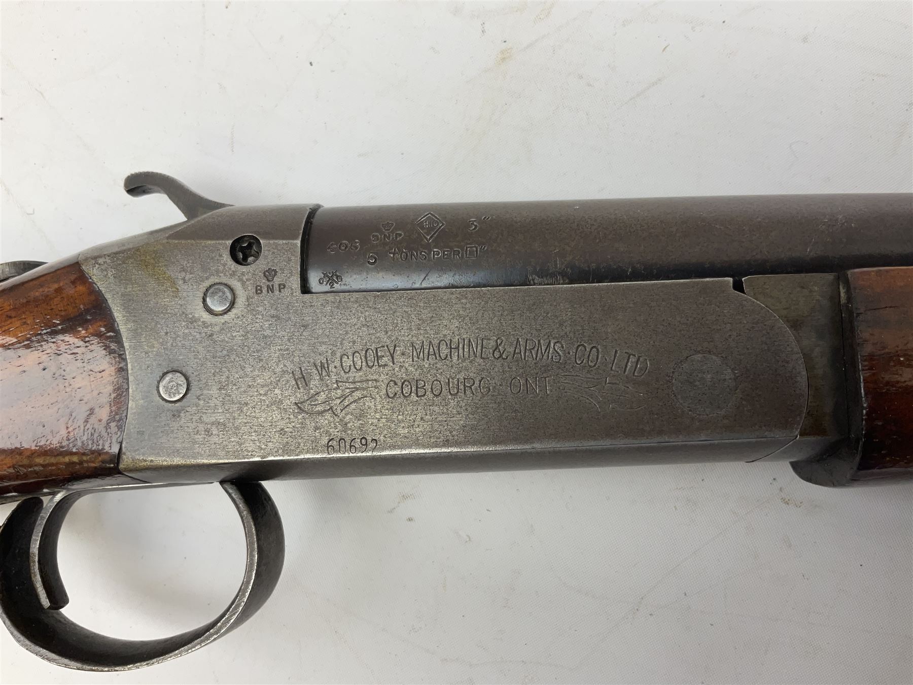 Canadian Cooey Model 84 .410 single barrel shotgun, the 66cm barrel with top lever opening and reduced walnut stock No.60692 L102cm overall SHOTGUN LICENCE REQUIRED