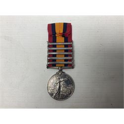 Queens South Africa medal with five clasps for South Africa 1902/1901, Transvaal, Orange Free State and Cape Colony awarded to 29549 Pte. G.F. Deans 101st Coy. Imp. Yeo. with ribbon