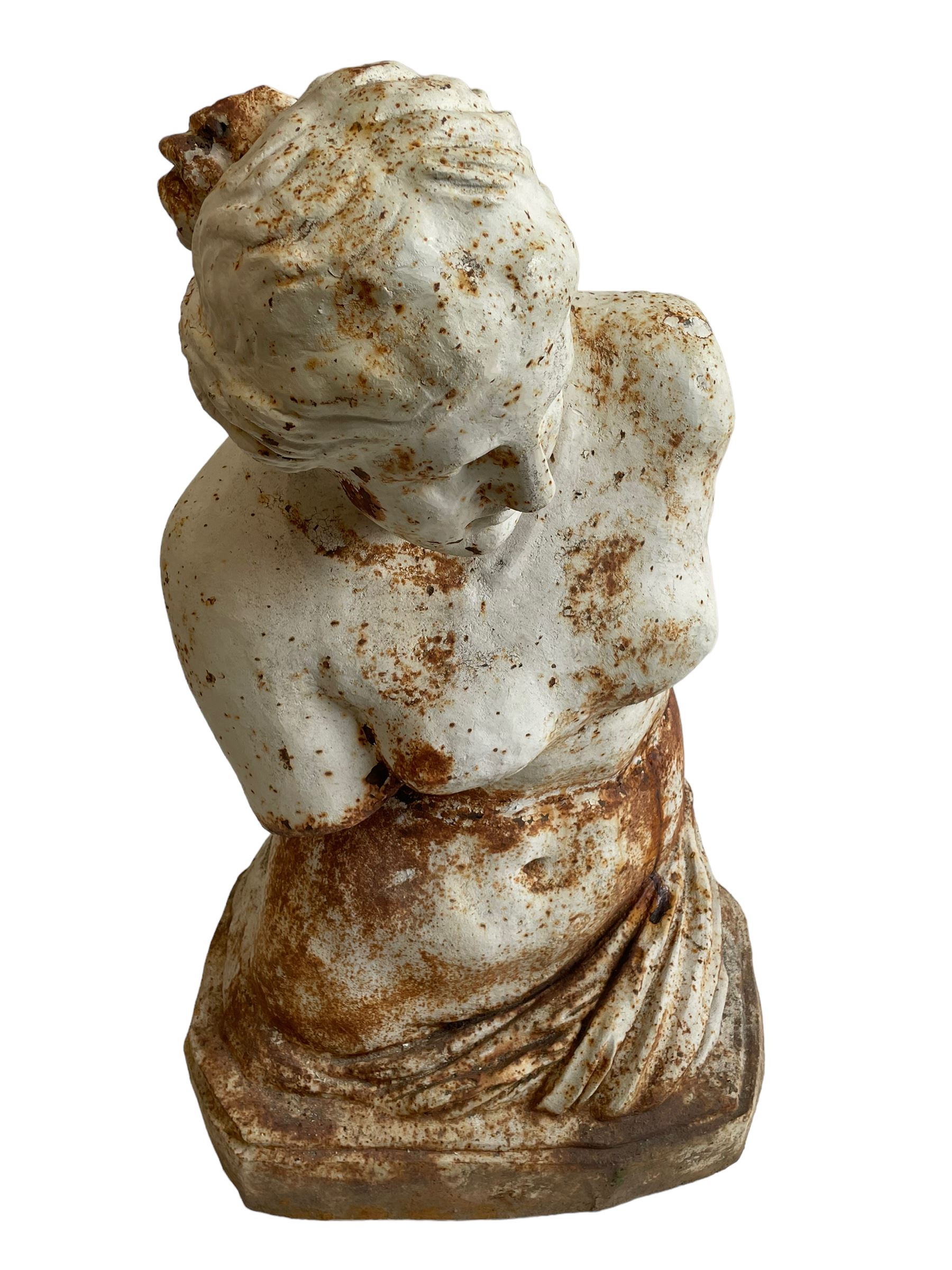 After Alexandros of Antioch - large cast iron figure of Venus de Milo or Aphrodite of Melos, depicting the torso and head