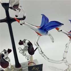 Collection of hand-blown glass animals and items, to include dragon, birds in flight, fish, sweets etc 