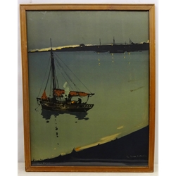  Frank Henry Mason (British 1875-1965): 'The Essex Oysterman', original colour lithograph 68cm x 63cm  