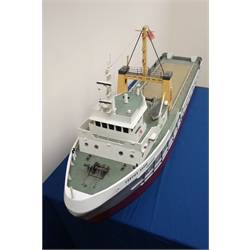  Large scale model of the Offshore Supply Ship Forties Shore IMO No.734287, on wooden stand, L155cm, H60cm: Built 1975 by Brooke Marine, now under the Flag of Panama as Amarco Leo  