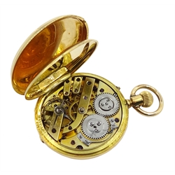 Swiss 18ct gold ladies half hunter pocket watch, the dust cover stamped Courvoisier FrChaux de Fonds No.76221, stamped 18K  