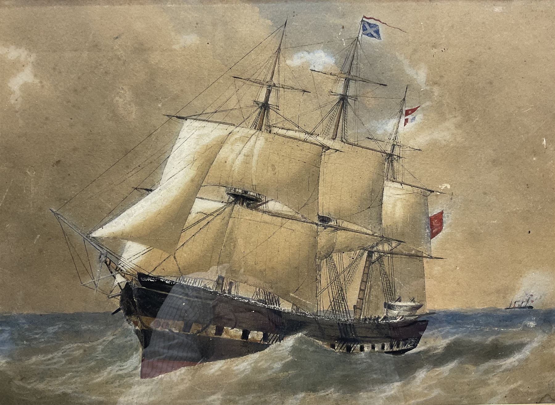 English School (19th century): 32-gun Frigate - Ship's Portrait, watercolour unsigned 29cm x 40cm