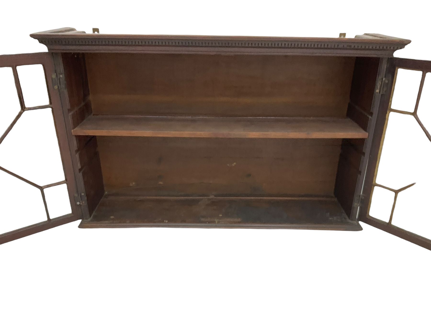 19th century mahogany two-door astragal glazed wall cabinet