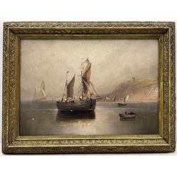 Walter Linsley Meegan (British c1860-1944): Off Scarborough, oil on canvas signed 24cm x 35cm