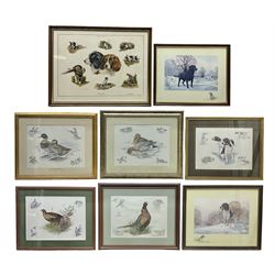 After Alan Ellison, limited edition colour print 'Working Springers' no.178/750 signed on the mount 43 x 59cm; and seven colour prints after Nigel Hemming of game birds and gun dogs; all framed (8)