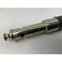 ‘The Metropolitan’ Police ebonised and black leather swagger stick, with combined whistle, 60cm