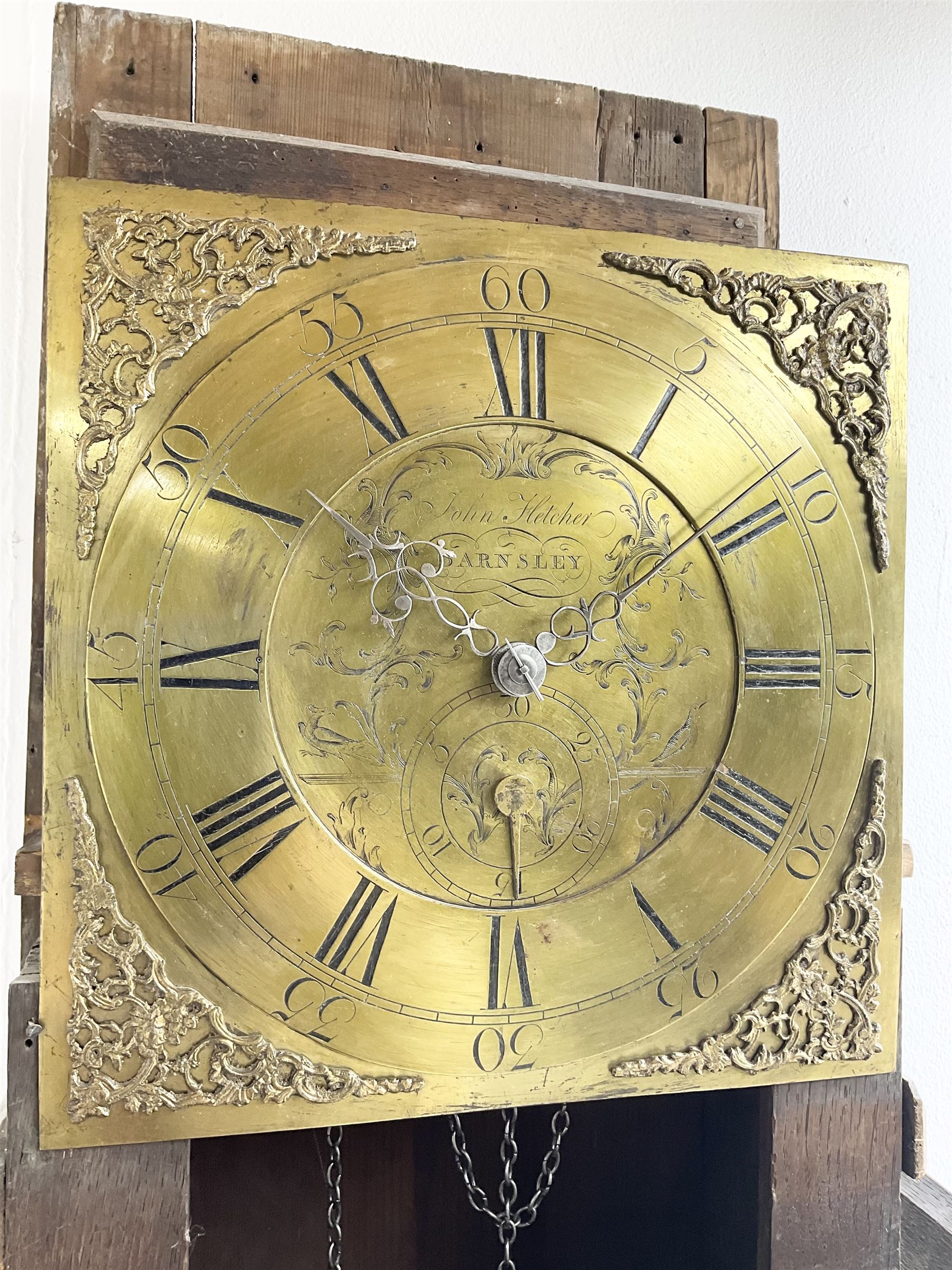 John Fletcher of Barnsley Mid18th century 30hour oak cased longcase