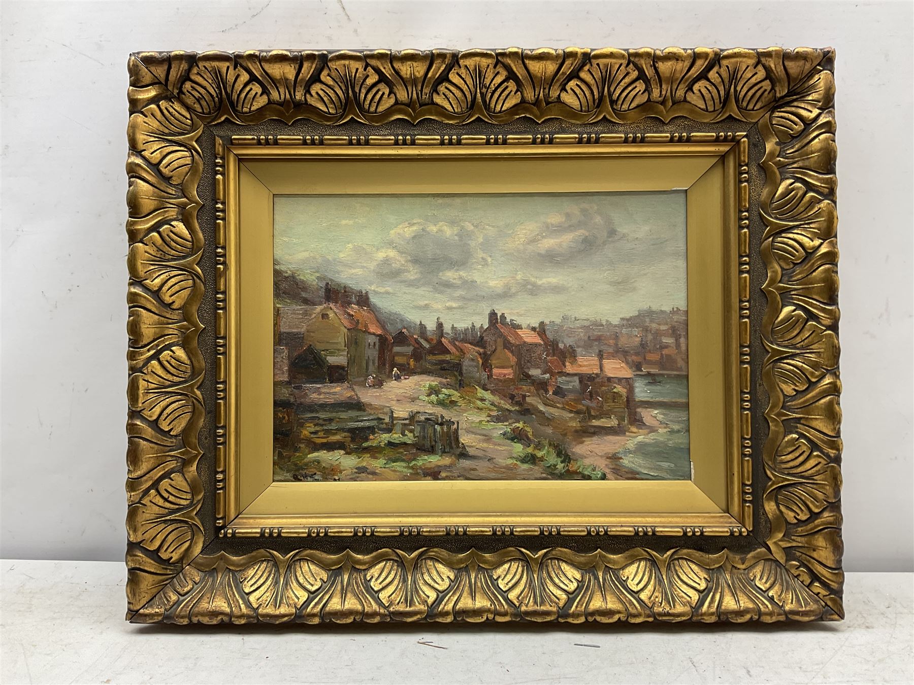 Augustus William Enness (British 1876-1948): Henrietta Street East Cliff Whitby and Driving Sheep on a North Yorks Moorland Track, pair oils on canvas one signed the other signed with initials 24cm x 34cm (2)