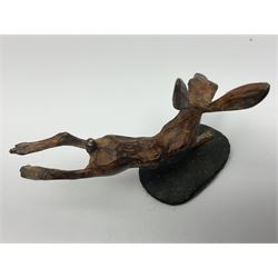 Michael Storey (British 1948-): 'Running Hare', bronze of a hare, H7cm, L10cm 