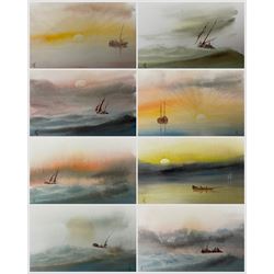 Trevor Castle (British 20th Century): Seascapes, folio collection of watercolours signed with monogram max 11.5cm x 16.5cm (approx. 30) (unframed)