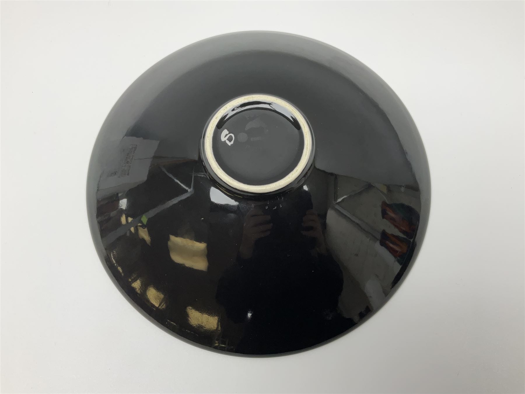 Four pieces of Poole Pottery in Graffiti pattern, comprising pair of vases of baluster form, dish and small plate, with impressed or printed marks beneath, vase H17cm