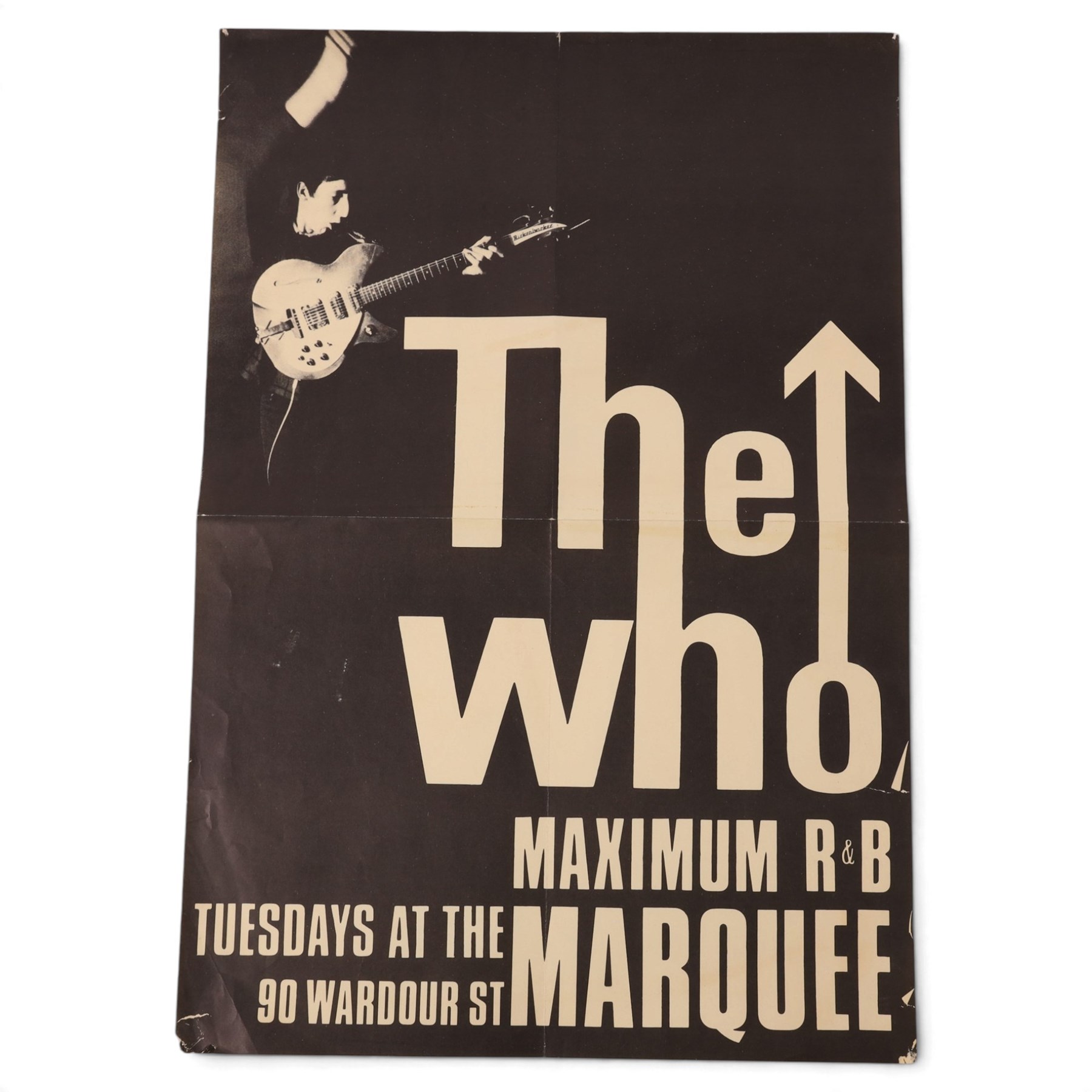 The Who ephemera, comprising Maximum R&B Tuesdays at the Marquee Live at Leeds album poster, two flyers for concerts in Manchester and Leeds and a 1975 tour programme