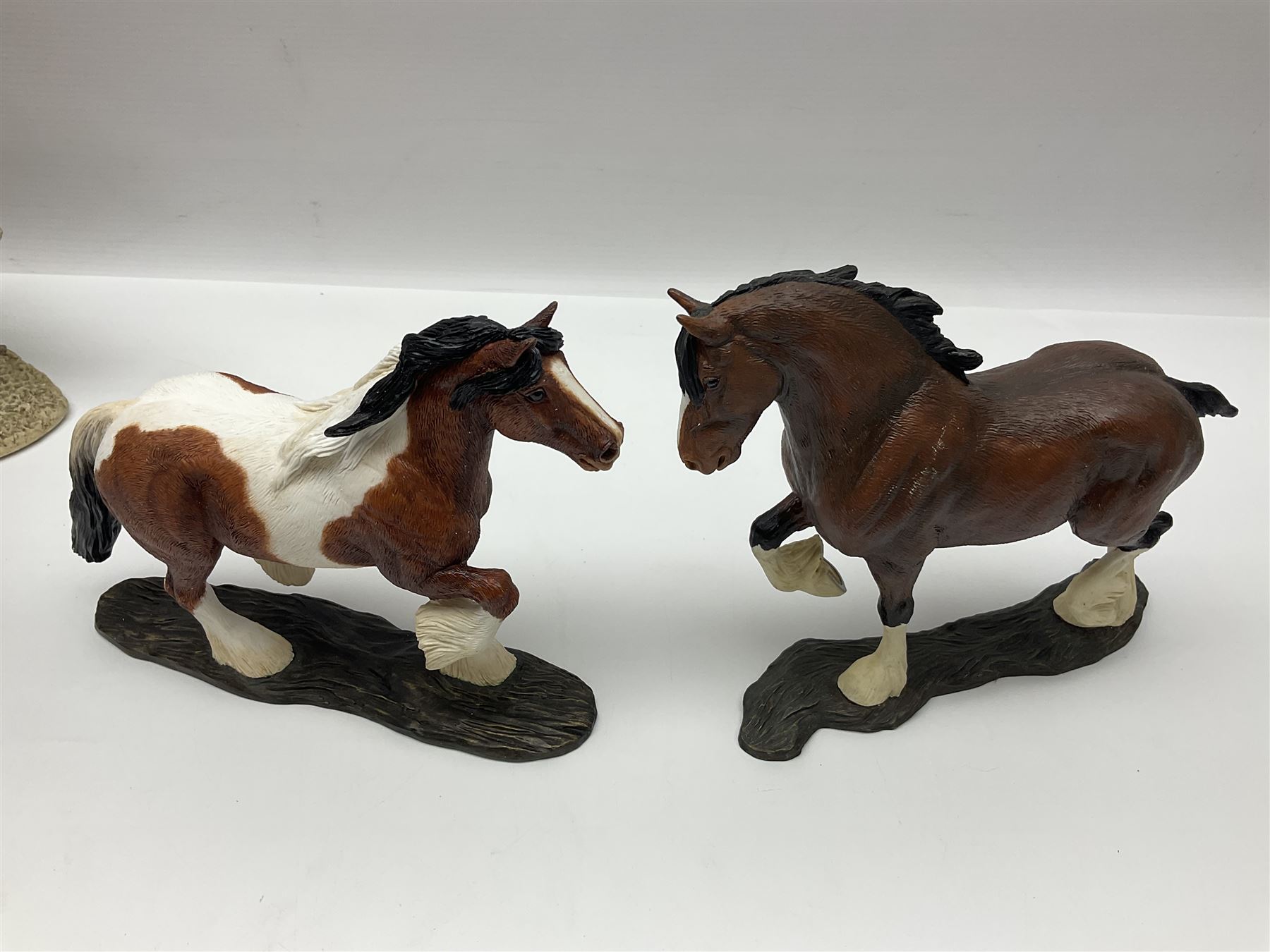 Four Border Fine Arts Action Horses, comprising Shire/Heavy Horse, Welsh Cob, Vanna, grey Shire, together with At the Fete and other Border Fine Arts and similar figures  