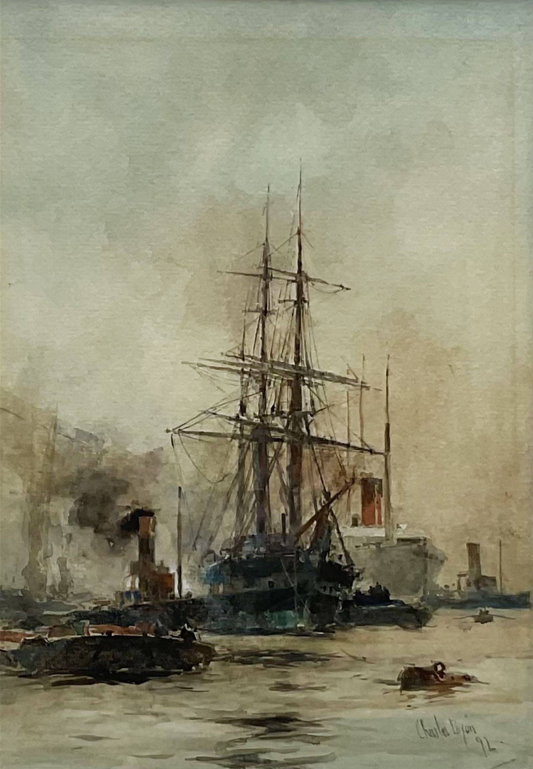 Charles Edward Dixon (British 1872-1934): The Upper Pool of London, watercolour signed and dated '92, 27cm x 19cm