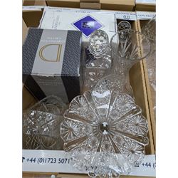 Large collection of glassware, including two ship decanters, Edinburgh crystal, Royal Doulton, red glass, etc in six boxes 