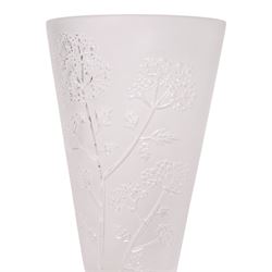 Lalique Ombelles frosted glass vase, marked Lalique France, H16cm 