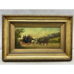 Philip Henry Rideout (British 1842-1920): Coaching Scenes, set of four oils on canvas signed 19cm x 40cm (one a/f) (4)