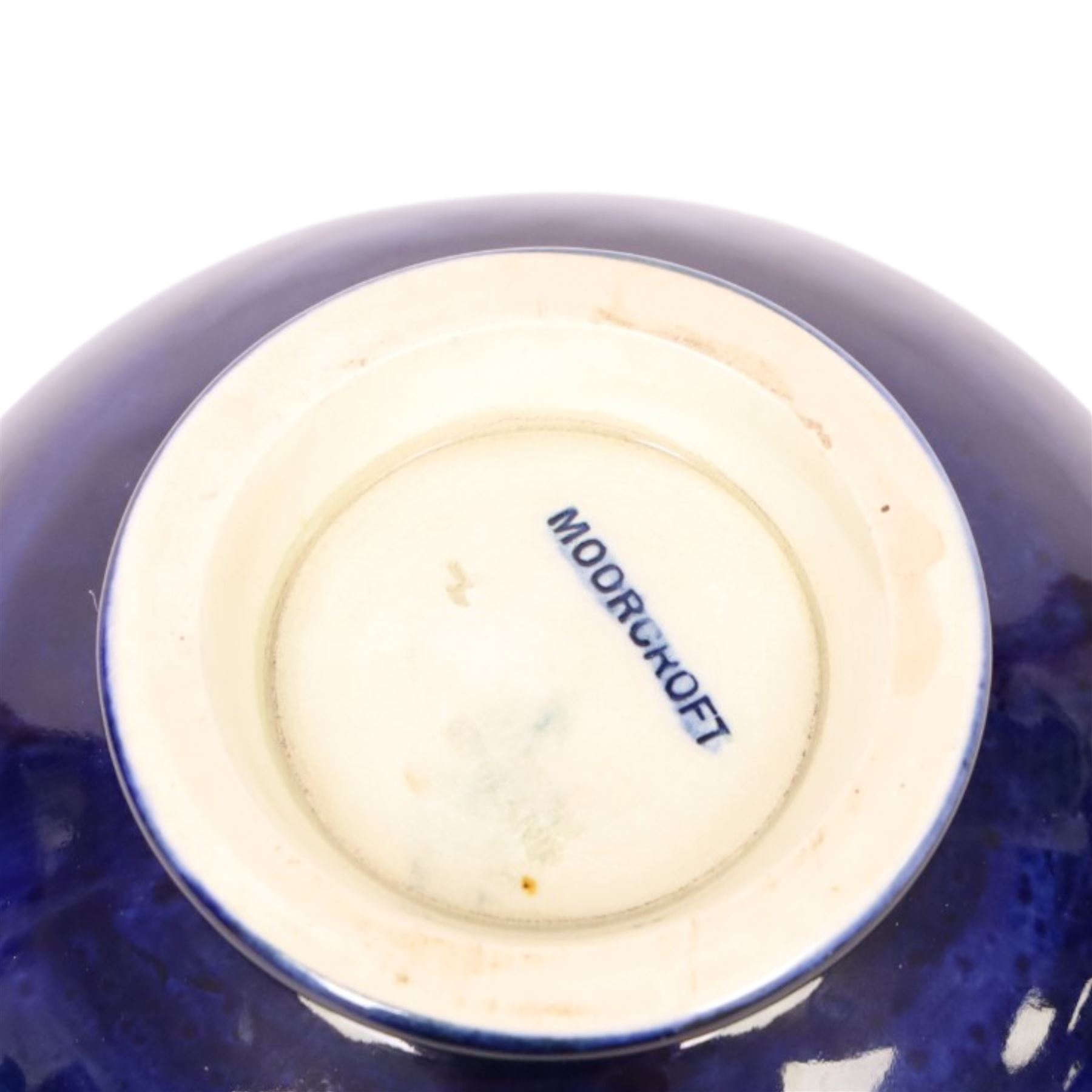 Two Moorcroft Amemnoe pattern bowls, together with a Anna Lily pattern dish, largest bowl D13cm