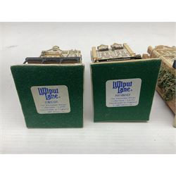 Thirteen Lilliput Lanes from the Shops Collection, including Apothecary, Horologist, China Shop, Penny Sweets, H Samuel etc, all with deeds and original boxes 