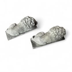 Pair of small cast stone Canova Lions