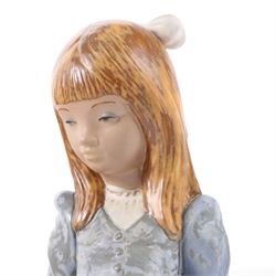 Lladro Gres figure Rosita modelled as a Girl with Dog, printed mark beneath, H36cm