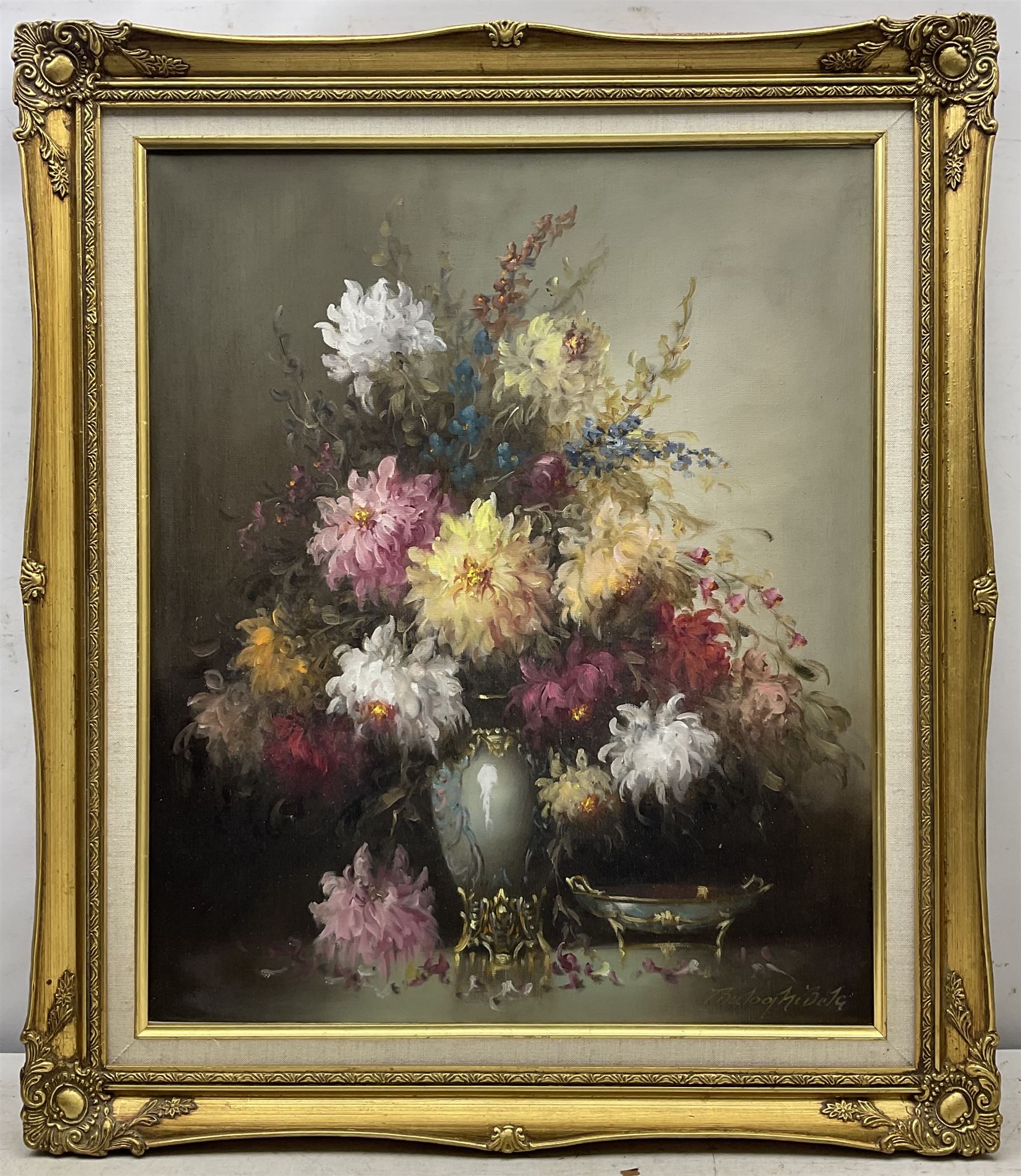 Balogh Bela (Hungarian 1909-?): Still Life of Flowers, oil on canvas signed 60cm x 50cm 