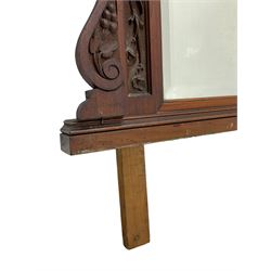 Edwardian walnut over-mantle mirror, bevelled plate