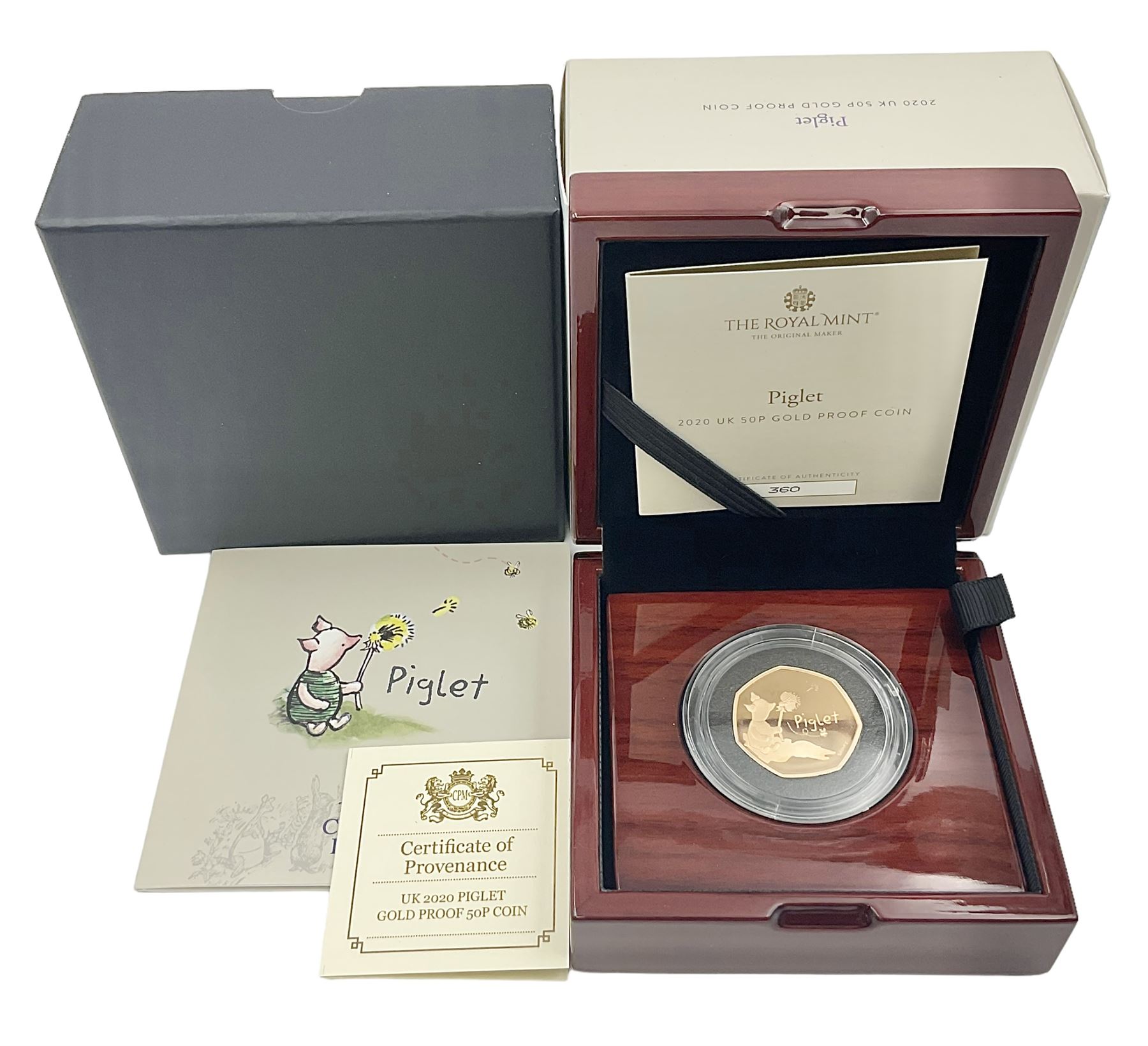 The Royal Mint United Kingdom 2020 'Piglet' gold proof fifty pence coin, cased with certificate