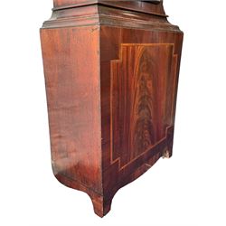 John Bancroft of Scarborough - a fine late George III 8-day mahogany longcase clock, with an elaborate pagoda pediment, brass ball and eagle finials and oval conch shell inlay, break arch hood door flanked by reeded pilasters with brass Corinthian capitals, trunk with inlaid canted corners and a break arch trunk door with 