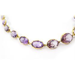9ct gold graduating oval amethyst necklace