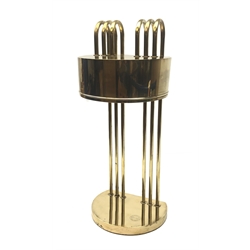  Bauhaus style nickel-plated brass table lamp after Marcel Breuer, the D shaped hood on six rod supports and conforming base, stamped 'Exposition Paris 1925, H52cm x W21cm   